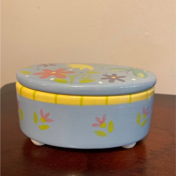 Decorative Blue and Yellow Keepsake Box - Picture 2 of 6